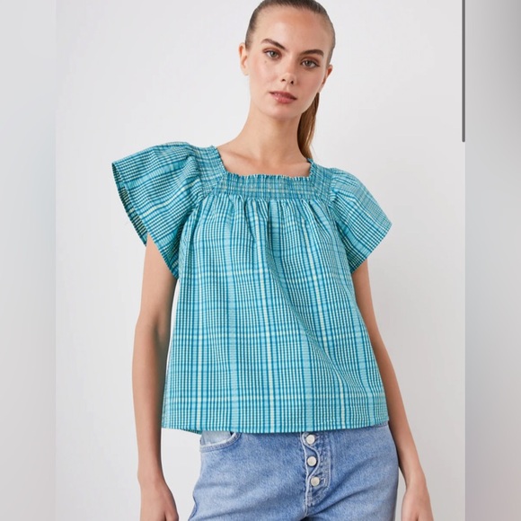Rails Tops - Rails Sonora Flutter Sleeve Mini Check Top